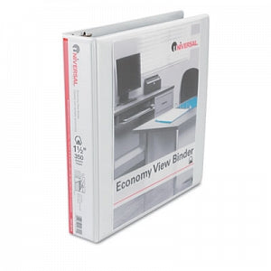 Universal Products Economy Ring View Binders - Slant-Ring Economy View Binder, White, 1-1/2" Capacity - 20744