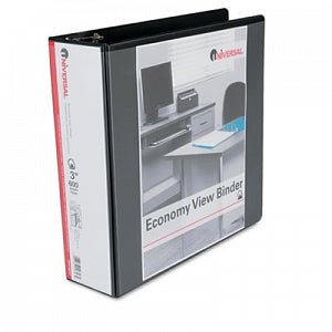 Universal Products Economy Ring View Binders - Slant-Ring Economy View Binder, Black, 3" Capacity - 20747