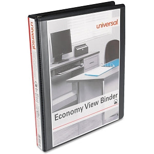 Universal Products Universal Economy Round Ring View Binders - Black 1" Capacity Economy Round-Ring View Binder, 8-1/2" x 11" - 20961CT