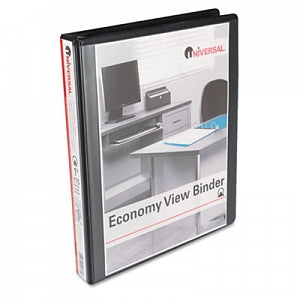 Universal Products Economy Ring View Binders - Economy Round Ring View Binder, Black, 1" Capacity - 20961