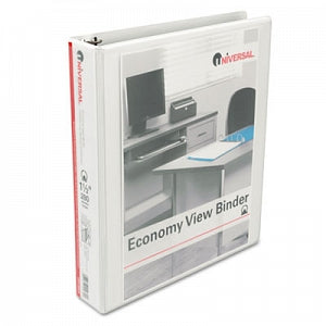 Universal Products Universal Economy Round Ring View Binders - White 1-1/2" Capacity Economy Round-Ring View Binder, 8-1/2" x 11" - 20972