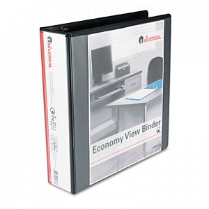 Universal Products Economy Ring View Binders - Economy Round Ring View Binder, Black, 2" Capacity - 20981