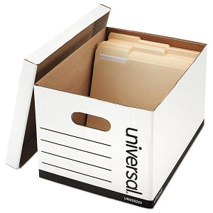 Universal Products Corrugated Paper Box with Lift-Off Lid - 12" x 15" x 9.875" Economy Corrugated File Storage Boxes with Lids - UNV25223