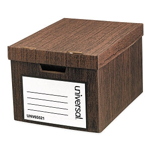 Universal Products Heavy-Duty Storage Box - Heavy-Duty Storage Box, Fiberboard, Woodgrain, Letter / Legal - 65521