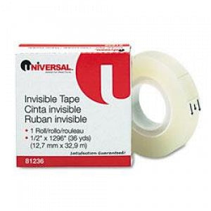 Universal Products Invisible Tape - Invisible Tape, 3/4" x 1296", 1" Core, Clear - UNV83436VP