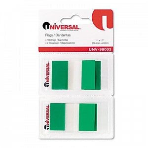 Universal Products Page Flags - Pop-Up Page Flags, 1" x 1-3/4", Green - 99003