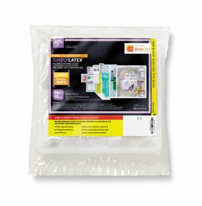 Medline Silicone-Elastomer Latex 1-Layer Foley Catheter Tray / Drain Bag - Total One-Layer Tray with Drain Bag, Silicone-Elastomer Coated Latex, 16 Fr, 10 mL, Peri Wipe - URO170116