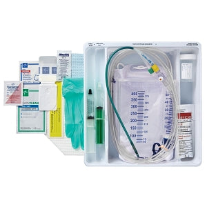 Medline Silvertouch 100% Silicone 1-Layer Foley Catheter Tray / Urine Meter - Total One-Layer Tray with 400 mL Urine Meter with 2, 500 mL Drain Bag, Silvertouch 100% Silicone Foley Catheter, 14 Fr, 10 mL, Peri Wipe - URO170514