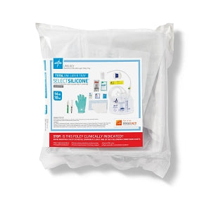 Medline 100% Silicone 1-Layer Foley Catheter Tray with Drain Bag - Total One-Layer Tray with Drain Bag, 100% Silicone Foley Catheter, 14 Fr, 10 mL, Peri Wipe, Vented Tubing - URO170714Q