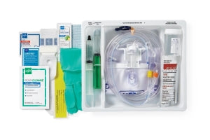 Medline 100% Silicone 1-Layer Foley Catheter Tray with Drain Bag - Total One-Layer Tray with Drain Bag, 100% Silicone Foley Catheter, 16 Fr, 10 mL, Peri Wipe - URO170716