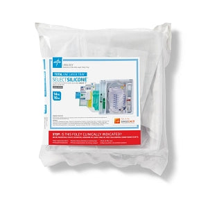 Medline 100% Silicone 1-Layer Foley Catheter Tray with Urine Meter - Total 1-Layer Trays with 400 mL Urine Meter with 2, 500 mL Drain Bag, Peri Wipe and 100% Silicone Foley Catheter with Coude Tip, 14Fr, 10mL - URO170814C