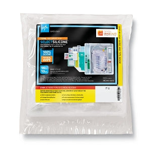 Medline 100% Silicone 1-Layer Foley Catheter Tray with Urine Meter - Total One-Layer Trays with 400 mL Urine Meter, 2, 500 mL Drain Bag with Metal-Free Drainage Port, Peri Wipe and 100% Silicone Foley Catheter, 14Fr, 10mL - URO170814S