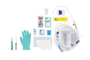 Medline Temperature-Sensing 100% Silicone 1-Layer Foley Catheter Tray - Total One-Layer Tray with 400 mL Urine Meter with 2, 500 mL Drain Bag, 100% Temperature-Sensing Silicone Foley Catheter, 14 Fr, 10 mL, Peri Wipe, Vented Tubing - URO170814TQ