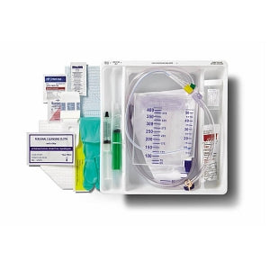 Medline 100% Silicone 1-Layer Foley Catheter Tray with Urine Meter - Total One-Layer Tray with 400 mL Urine Meter with 2, 500 mL Drain Bag, 100% Silicone Foley Catheter, 14 Fr, 10 mL, Peri Wipe - URO170814