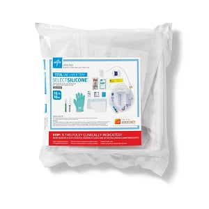 Medline 100% Silicone 1-Layer Foley Catheter Tray with Urine Meter - One-Layer Tray with 400 mL Urine Meter, 2, 500 mL Drain Bag with Metal-Free Drainage Port and 100% Silicone Foley Catheter, 16 Fr, 10 mL, Peri Wipe, Vented Tubing - URO170816Q