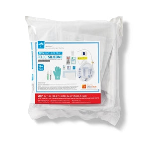 Medline 100% Silicone 1-Layer Foley Catheter Tray with Urine Meter - One-Layer Tray with 400 mL Urine Meter, 2, 500 mL Drain Bag with Metal-Free Drainage Port and 100% Silicone Foley Catheter, 16 Fr, 10 mL, Peri Wipe, Vented Tubing - URO170816SQ