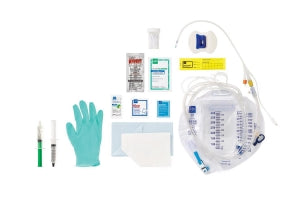 Medline Temperature-Sensing 100% Silicone 1-Layer Foley Catheter Tray - Total One-Layer Tray with 400 mL Urine Meter with 2, 500 mL Drain Bag, 100% Temperature-Sensing Silicone Foley Catheter, 16 Fr, 10 mL, Peri Wipe - URO170816TQ