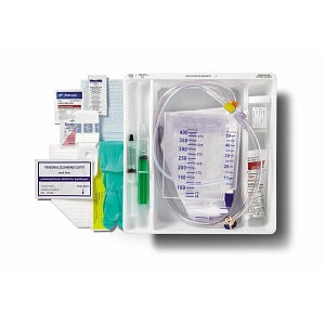 Medline 100% Silicone 1-Layer Foley Catheter Tray with Urine Meter - Total One-Layer Tray with 400 mL Urine Meter with 2, 500 mL Drain Bag, 100% Silicone Foley Catheter, 16 Fr, 10 mL, Peri Wipe - URO170816