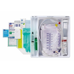 Medline 100% Silicone 1-Layer Foley Catheter Tray with Urine Meter - Total One-Layer Tray with 400 mL Urine Meter, 2, 500 mL Drain Bag with Metal-Free Drainage Port, 100% Silicone Foley Catheter, 18 Fr, 10 mL, Peri Wipe - URO170818S