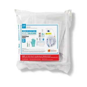 Medline 100% Silicone 1-Layer Foley Catheter Tray with Urine Meter - Total One-Layer Tray with 400 mL Urine Meter with 2, 500 mL Drain Bag, 100% Silicone Foley Catheter Coude, 18 Fr, 10 mL, Peri Wipe, Vented Tubing - URO180818C