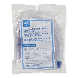 Medline Urinary Drain Bags - Drainage Bag, 2, 000 mL, Anti-Reflux Tower with Slide-Tap, Vented, Luer Lock - URO25205V