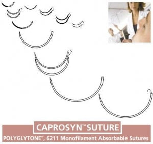 Medtronic Caprosyn Absorbable Undyed Sutures - Caprosyn Suture, 3/0, 30", Undyed, GS-21 - CC801