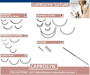 Covidien Caprosyn Sutures - Caprosyn Suture, Size 2/0, 30", GS-22 Needle - CC-883