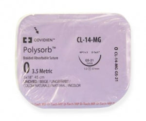 Medtronic Undyed Polysorb Sutures - Polysorb Suture, GS-21, Undyed, Size 0, 18" - CL-14-MG