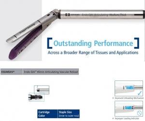 Covidien Endo GIA Extra Thick Reloads - GIA 45 mm Articulating Vascular Reload, Gray - EGIA45AV