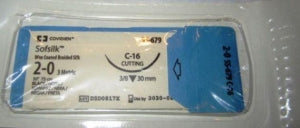 Medtronic USA Black Sofsilk Sutures - Sofsilk Suture, Black, Size 2/0, 30", C-16 Needle, 07G - SS-679