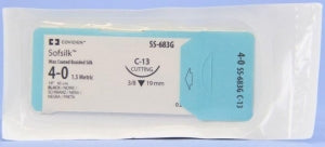 Medtronic USA Black Sofsilk Sutures - Sofsilk Suture, Black, Size 4/0, 18", C-13 Needle, 16H - SS-683G