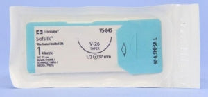 Medtronic USA Black Sofsilk Sutures - Sofsilk Suture, Black, Size 1, 30", V-26 Needle - VS-845