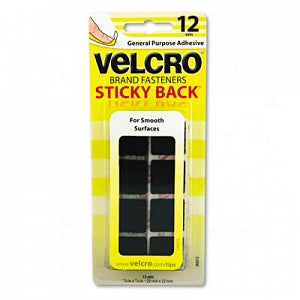 Velcro Usa, Inc. VELCRO® Brand Sticky Back Hook-and-Loop Fasteners - Sticky-Back Hook-and-Loop Fasteners, 7/8" sq., Black - 90072