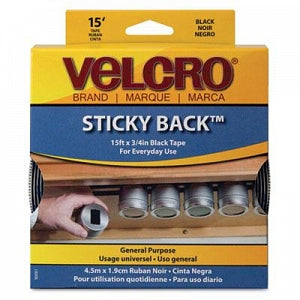 Velcro Usa, Inc. VELCRO® Brand Sticky Back Adhesive Tape - VELCRO® Brand Sticky Back Tape Roll, 3/4" x 15', Black - 90081