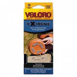 Velcro Usa, Inc. VELCRO® Brand Extreme Indoor / Outdoor Fasteners - VELCRO® Brand Extreme Indoor / Outdoor Hook-and-Loop Fastener, 4" x 1", Titanium, 10 Strips / Pack - 90812