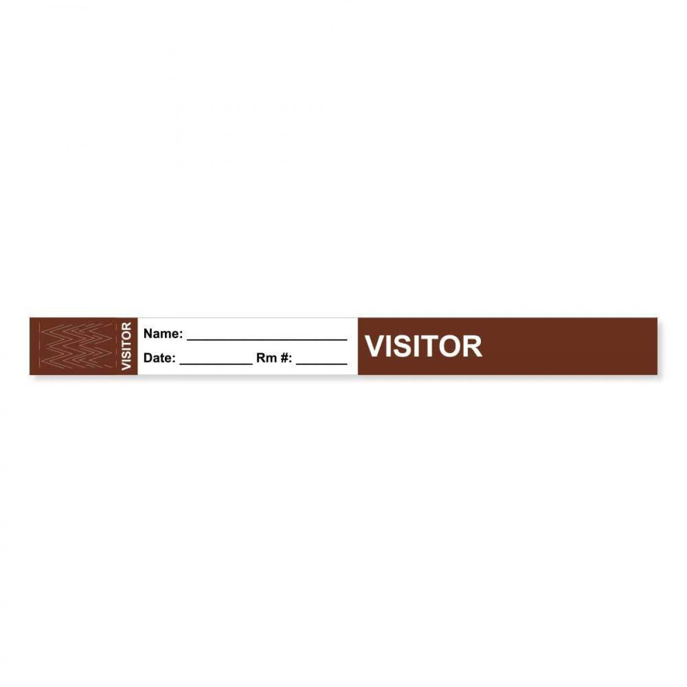 Visitor Pass Wristband Tamper-Evident Tyvek Visitor ___ Name: 1" X 10" Adult Brown 1000 Per Case