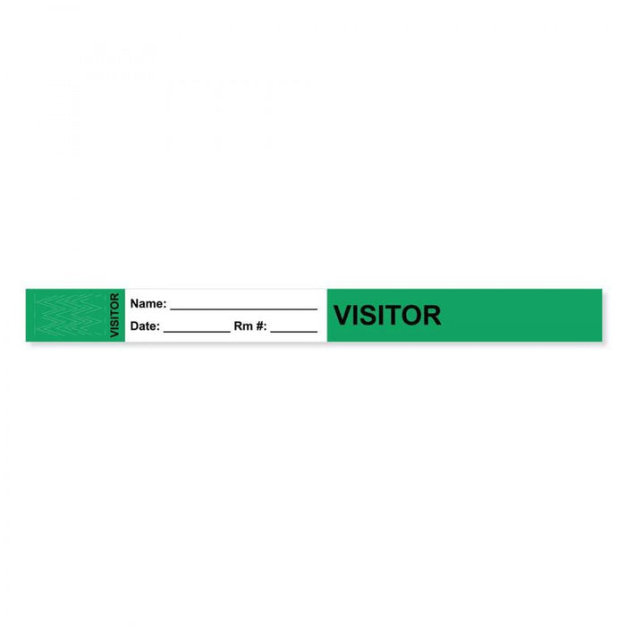 Visitor Pass Wristband Tamper-Evident Tyvek Visitor ___ Name: 1" X 10" Adult Green 1000 Per Case