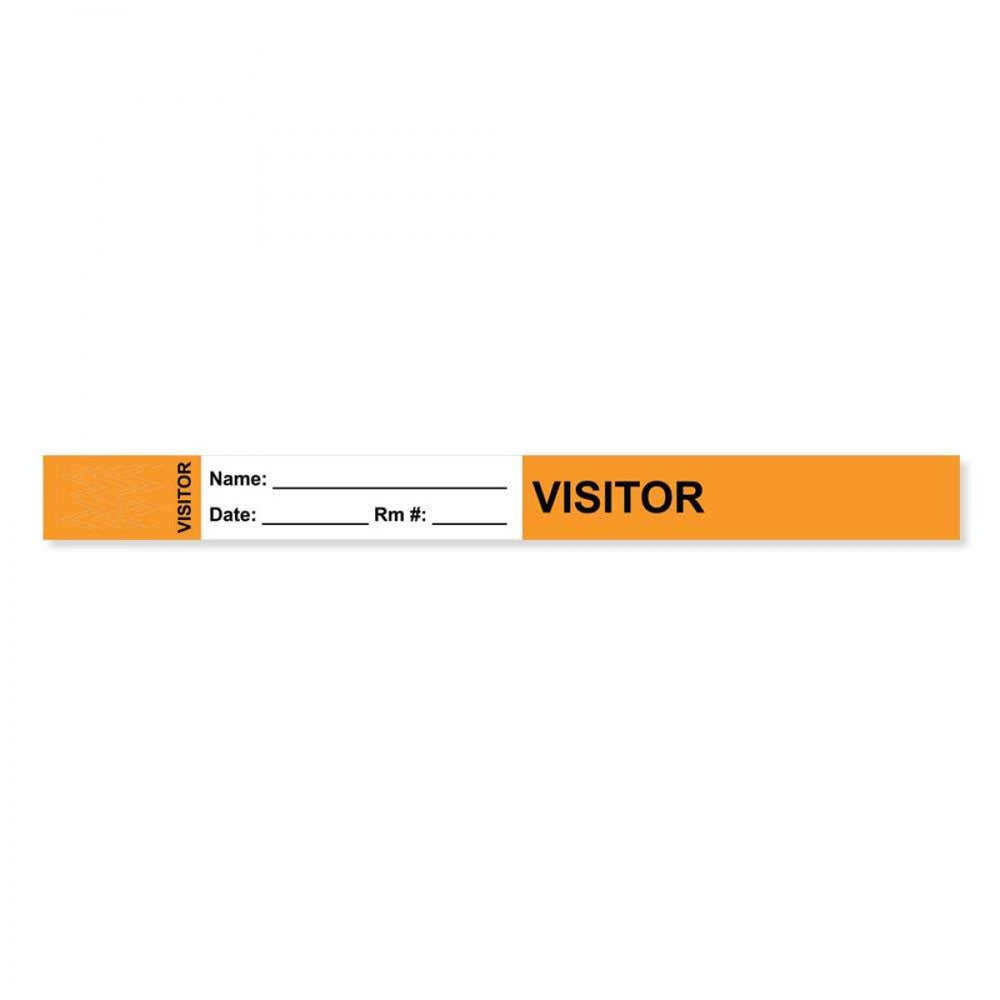 Visitor Pass Wristband Tamper-Evident Tyvek Visitor ___ Name: 1" X 10" Adult Orange 1000 Per Case