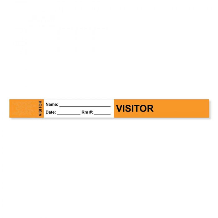 Visitor Pass Wristband Tamper-Evident Tyvek Visitor ___ Name: 1" X 10" Adult Orange 1000 Per Case