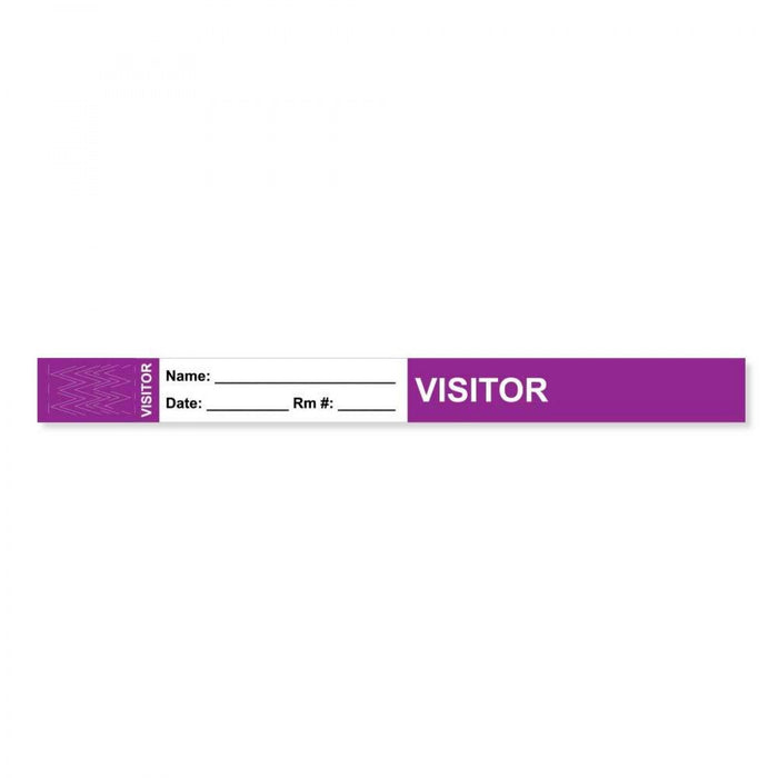 Visitor Pass Wristband Tamper-Evident Tyvek Visitor ___ Name: 1" X 10" Adult Purple 1000 Per Case