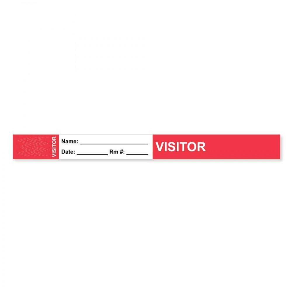 Visitor Pass Wristband Tamper-Evident Tyvek Visitor ___ Name: 1" X 10" Adult Red 1000 Per Case