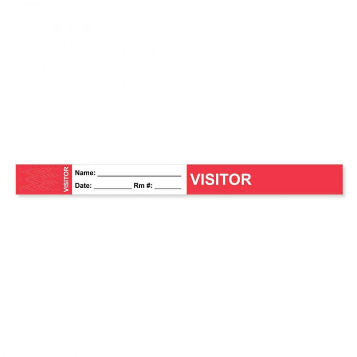 Visitor Pass Wristband Tamper-Evident Tyvek Visitor ___ Name: 1" X 10" Adult Red 1000 Per Case