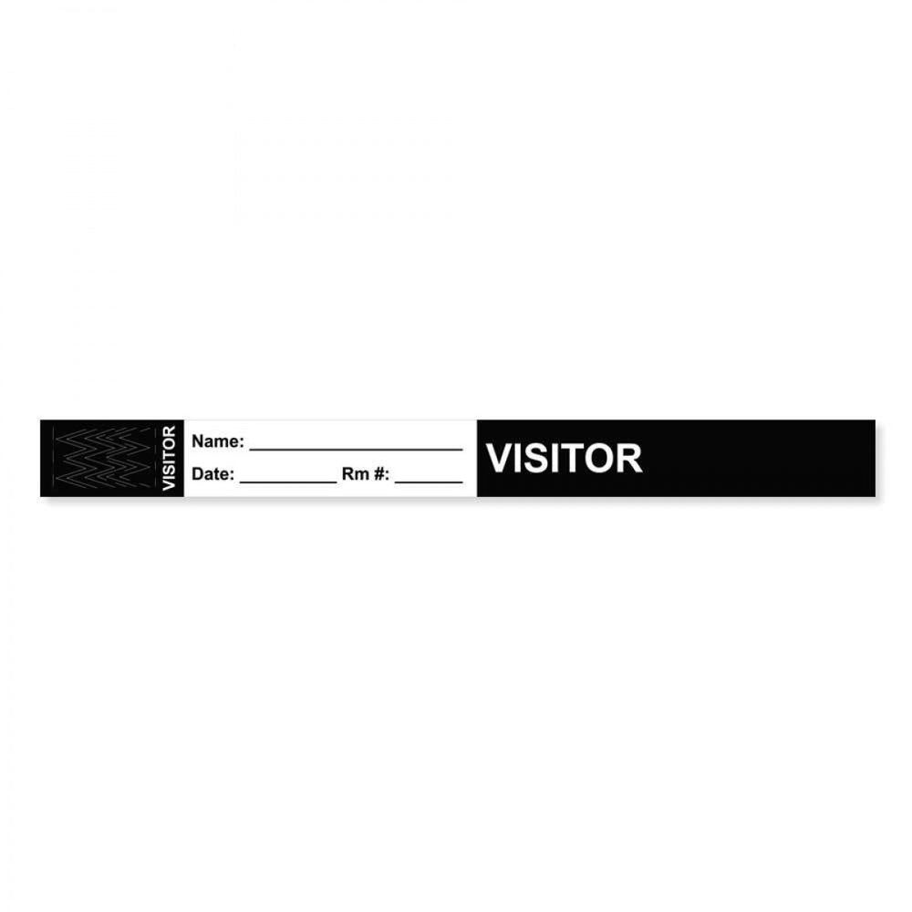 Visitor Pass Wristband Tamper-Evident Tyvek Visitor ___ Name: 1" X 10" Adult Black 1000 Per Case