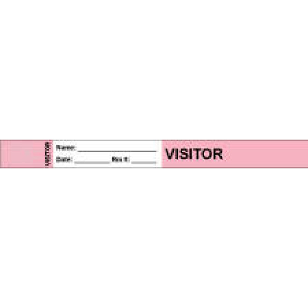 Visitor Pass Wristband Tamper-Evident Tyvek Visitor ___ Name: 1" X 10" Adult Pink 1000 Per Case