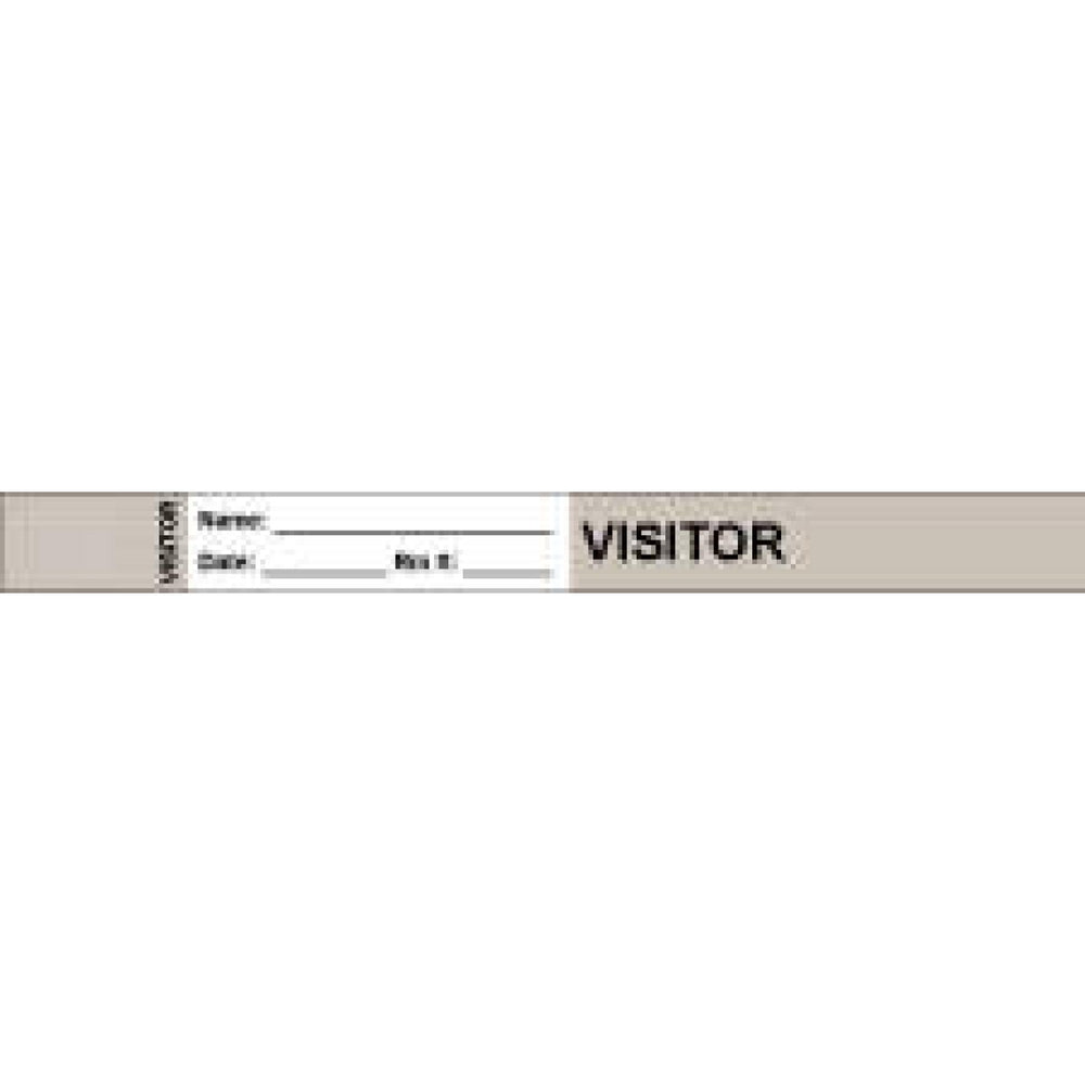 Visitor Pass Wristband Tamper-Evident Tyvek Visitor ___ Name: 1" X 10" Adult Gray 1000 Per Case