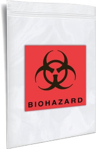 Inteplast Biohazard Bags - Biohazard Bag, Zip Closure, 9" x 12", Custom - 59-15