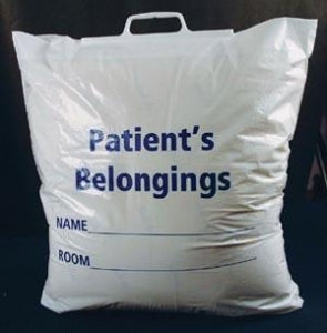 Inteplast Group Patient Belongings Bags with Rigid Handle - Patient Belonging Bag, White - 70-31