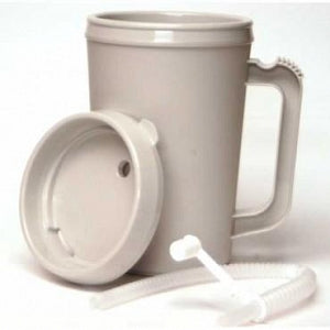 Inteplast Group Bedside Pitchers and Carafes - Bedside Pitcher with Lid and Straw, Gray, 34 oz. - H208-11