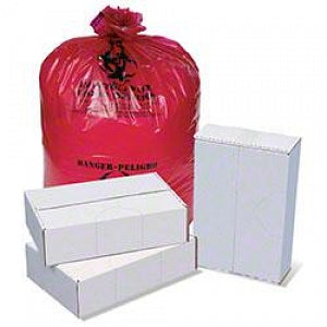 Inteplast Biohazard Bags - Trash Liner, Red, 1.5 L, 45" x 49" - X3004