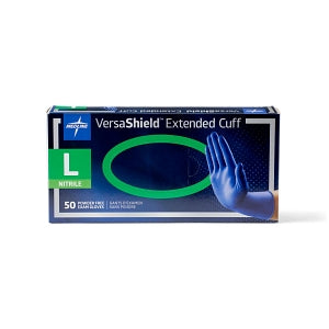 Medline VersaShield Extended Cuff Powder-Free Nitrile Exam Gloves - VersaShield Extended Cuff Powder-Free Nitrile Exam Gloves, Size L - VS711L